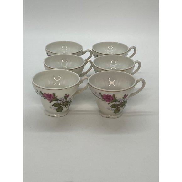 Set of 6 PorcelainTea Cups with Pink Roses Made in Japan - Picture 10 of 11